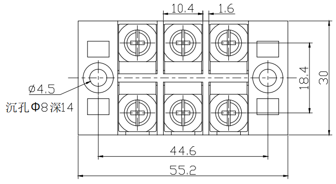 TB-2503 Barrier Terminal Block Structure Diagram